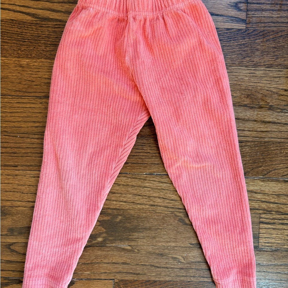 Hanna Andersson Coral Ribbed Girls Velvet Courdoroy Leggings